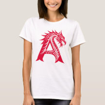 Draak gestileerde letter A, drakenalfabet, monogra