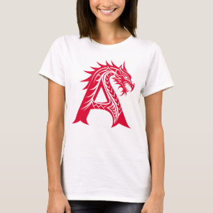 Draak gestileerde letter A, drakenalfabet, monogra T-shirt