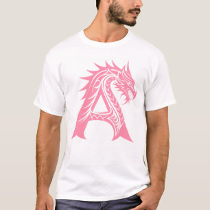 Draak gestileerde letter A, drakenalfabet, monogra T-shirt