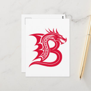 Draak gestileerde letter B, drakenalfabet, monogra Briefkaart