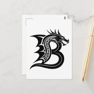 Draak gestileerde letter B, drakenalfabet, monogra Briefkaart