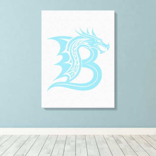 Draak gestileerde letter B, drakenalfabet, monogra Canvas Afdruk (Insitu (Houten vloer))