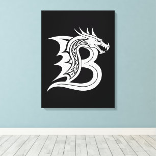 Draak gestileerde letter B, drakenalfabet, monogra Canvas Afdruk