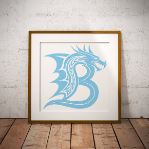 Draak gestileerde letter B, drakenalfabet, monogra Foto Afdruk