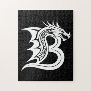 Draak gestileerde letter B, drakenalfabet, monogra Legpuzzel