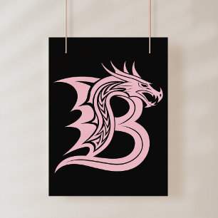 Draak gestileerde letter B, drakenalfabet, monogra Poster
