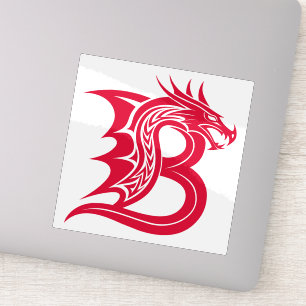 Draak gestileerde letter B, drakenalfabet, monogra Sticker