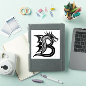 Draak gestileerde letter B, drakenalfabet, monogra Sticker (iPad Cover)