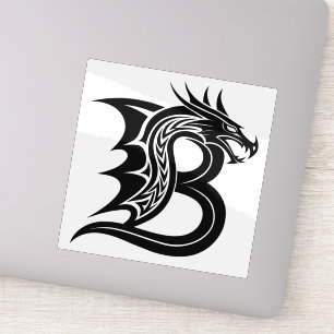 Draak gestileerde letter B, drakenalfabet, monogra Sticker