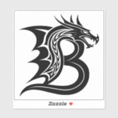 Draak gestileerde letter B, drakenalfabet, monogra Sticker (Vel)
