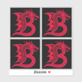 Draak gestileerde letter B, drakenalfabet, monogra Sticker (Vel)