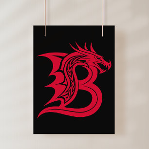 Draak gestileerde letter B, Drakonalfabet, Monogra Poster