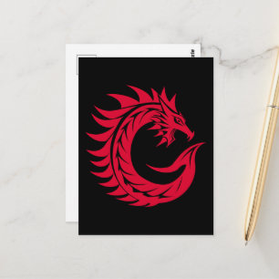 Draak gestileerde letter C, drakenalfabet, monogra Briefkaart