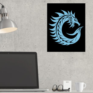 Draak gestileerde letter C, drakenalfabet, monogra Folie Afdrukken