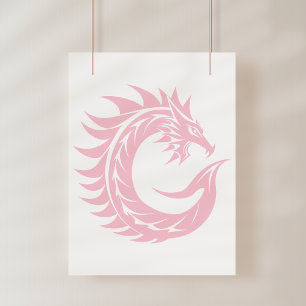 Draak gestileerde letter C, drakenalfabet, monogra Poster