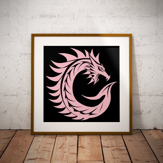 Draak gestileerde letter C, drakenalfabet, monogra Poster