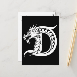 Draak gestileerde letter D, drakenalfabet, monogra Briefkaart
