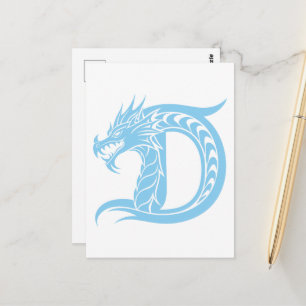 Draak gestileerde letter D, drakenalfabet, monogra Briefkaart