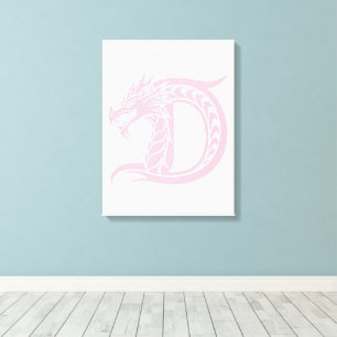 Draak gestileerde letter D, drakenalfabet, monogra Canvas Afdruk