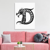 Draak gestileerde letter D, drakenalfabet, monogra Canvas Afdruk (Insitu (Woonkamer))