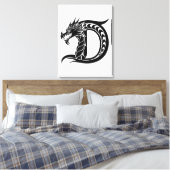 Draak gestileerde letter D, drakenalfabet, monogra Canvas Afdruk (Insitu (Slaapkamer))