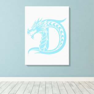 Draak gestileerde letter D, drakenalfabet, monogra Canvas Afdruk