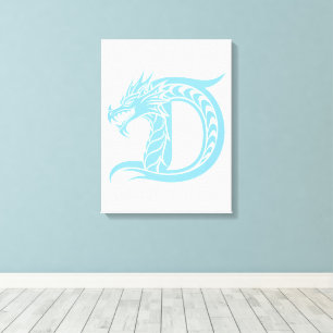 Draak gestileerde letter D, drakenalfabet, monogra Canvas Afdruk