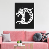 Draak gestileerde letter D, drakenalfabet, monogra Canvas Afdruk (Insitu (Woonkamer))
