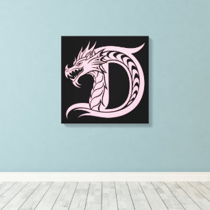 Draak gestileerde letter D, drakenalfabet, monogra Canvas Afdruk