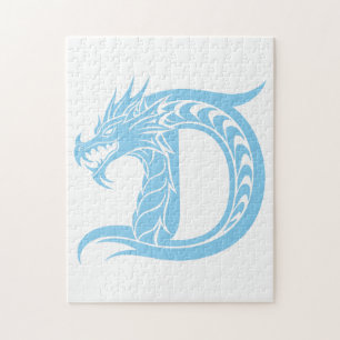 Draak gestileerde letter D, drakenalfabet, monogra Legpuzzel