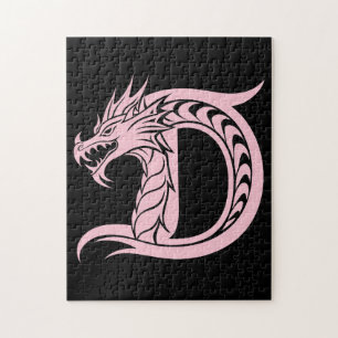 Draak gestileerde letter D, Drakenalfabet, Monogra Legpuzzel
