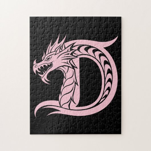 Draak gestileerde letter D, Drakenalfabet, Monogra Legpuzzel (Verticaal)