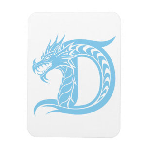 Draak gestileerde letter D, drakenalfabet, monogra Magneet