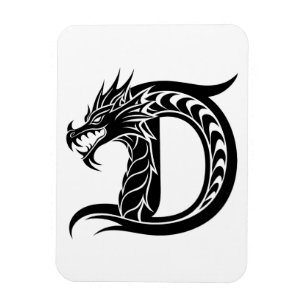 Draak gestileerde letter D, Drakenalfabet, Monogra Magneet