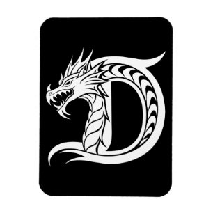Draak gestileerde letter D, drakenalfabet, monogra Magneet
