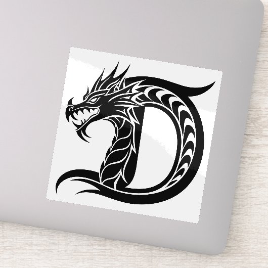 Draak gestileerde letter D, drakenalfabet, monogra Sticker (Detail)