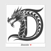 Draak gestileerde letter D, drakenalfabet, monogra Sticker (Vel)