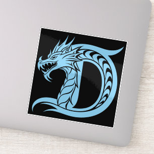 Draak gestileerde letter D, drakenalfabet, monogra Sticker