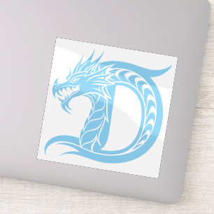 Draak gestileerde letter D, drakenalfabet, monogra Sticker