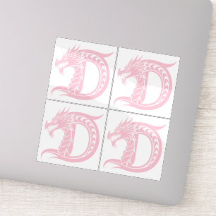 Draak gestileerde letter D, drakenalfabet, monogra Sticker