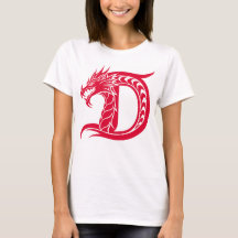 Draak gestileerde letter D, drakenalfabet, monogra
