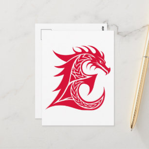 Draak gestileerde letter E, drakenalfabet, monogra Briefkaart