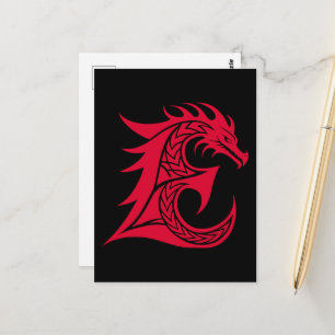 Draak gestileerde letter E, drakenalfabet, monogra Briefkaart