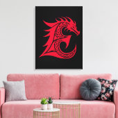 Draak gestileerde letter E, drakenalfabet, monogra Canvas Afdruk (Insitu (Woonkamer))