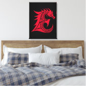 Draak gestileerde letter E, drakenalfabet, monogra Canvas Afdruk (Insitu (Slaapkamer))
