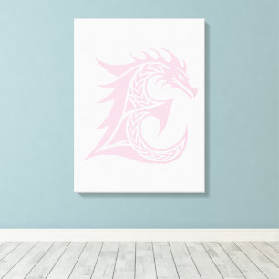 Draak gestileerde letter E, drakenalfabet, monogra Canvas Afdruk