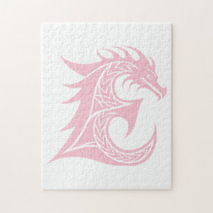 Draak gestileerde letter E, drakenalfabet, monogra Legpuzzel