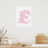 Draak gestileerde letter E, drakenalfabet, monogra Poster (Keuken)