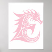 Draak gestileerde letter E, drakenalfabet, monogra Poster (Voorkant)