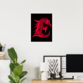Draak gestileerde letter E, drakenalfabet, monogra Poster (Thuiskantoor)